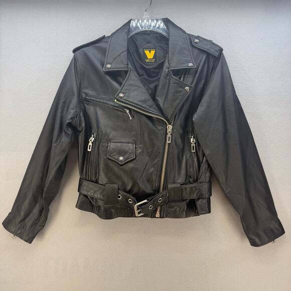 Virginia Slims Jackets & Blazers - Virginia Slims Wear Leather Moto Jacket Women's M Black Heavy Duty Zippers VTG